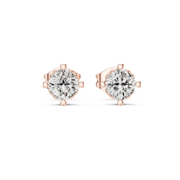 Round Solitaire Stud Lab Grown Diamond Earrings in rose gold
