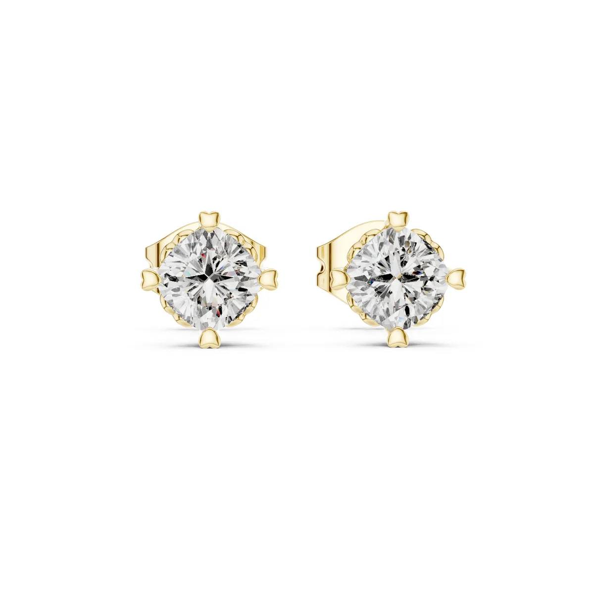 Round Solitaire Stud Lab Grown Diamond Earrings in yellow gold