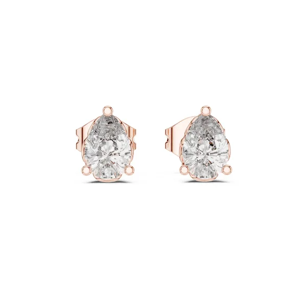 Teardrop Solitaire Stud Lab Grown Diamond Earrings in rose gold