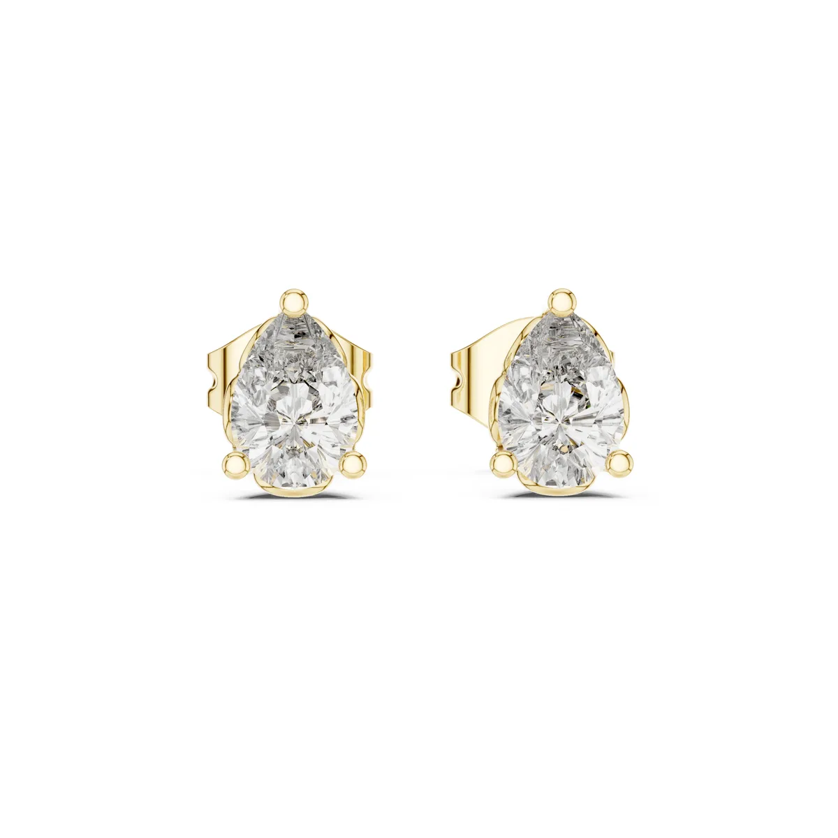 Teardrop Solitaire Stud Lab Grown Diamond Earrings in yellow gold