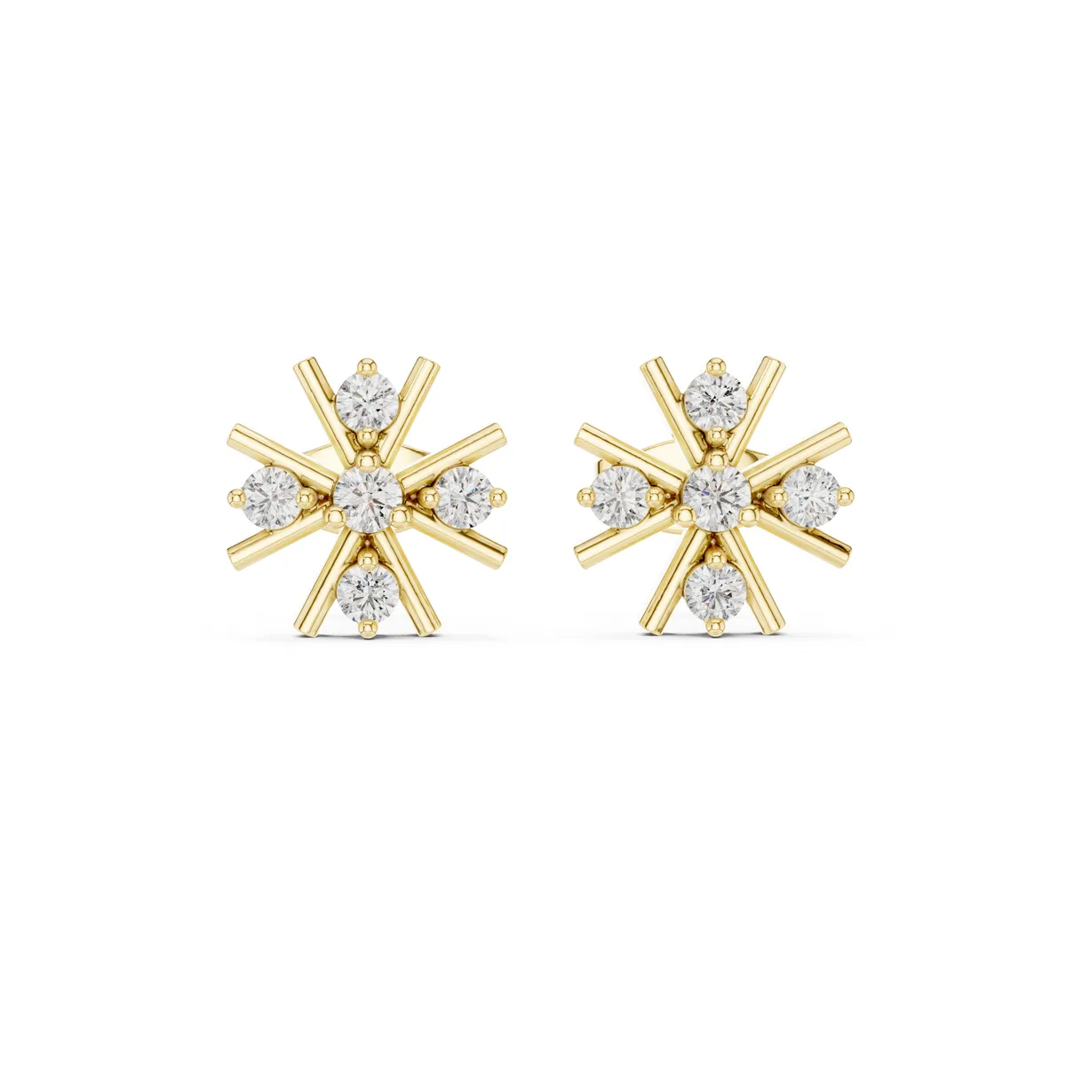 Starburst Stud Lab Grown Diamond Earrings in yellow gold