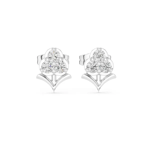 Trio Cluster Stud Lab Grown Diamond Earrings in white gold