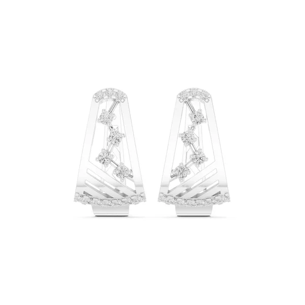 Open Horseshoe Huggie Lab Grown Diamond Earrings in white gold