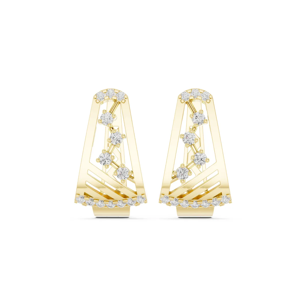 Open Horseshoe Huggie Lab Grown Diamond Earrings in yellow gold