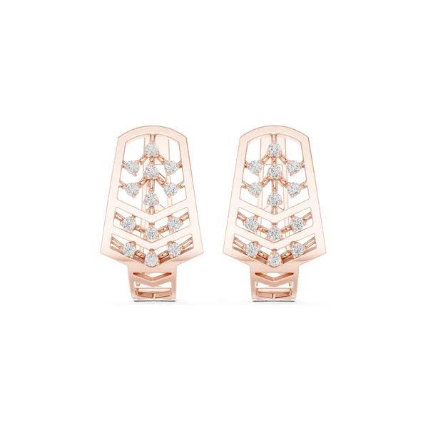 Openwork Teardrop Huggie Lab Grown Diamond Earrings in rose gold