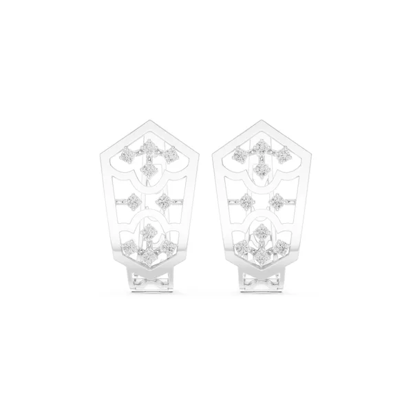 Heart Openwork Huggie Lab Grown Diamond Earrings in white gold