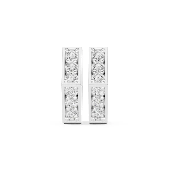 Hexagon Huggie Hoop Lab Grown Diamond Earrings in white gold