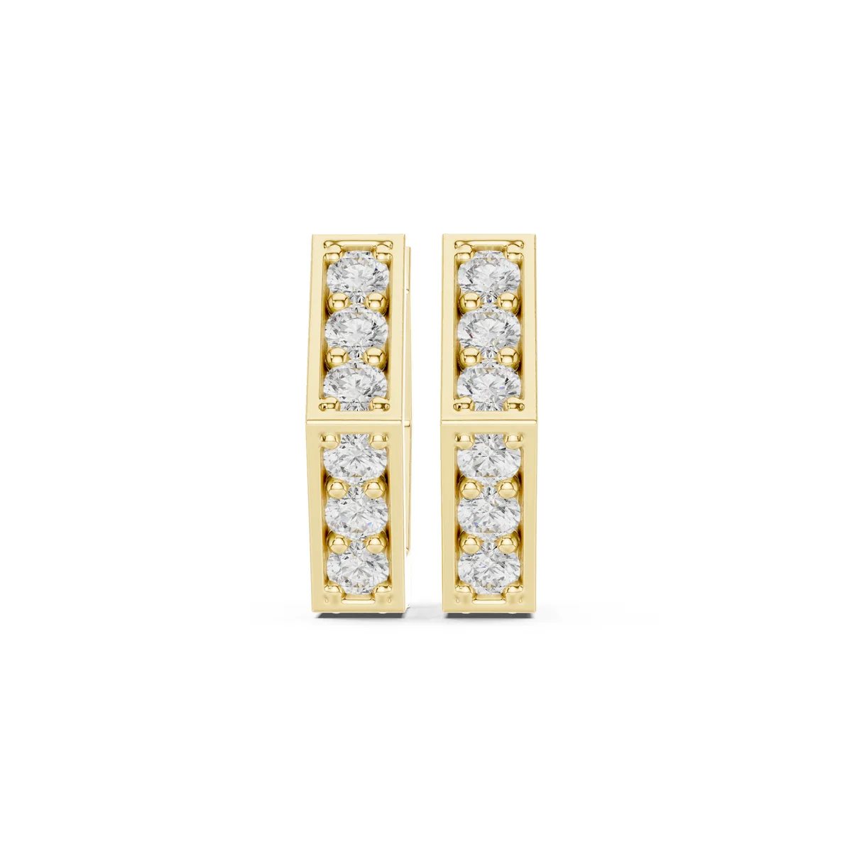Hexagon Huggie Hoop Lab Grown Diamond Earrings in yellow gold