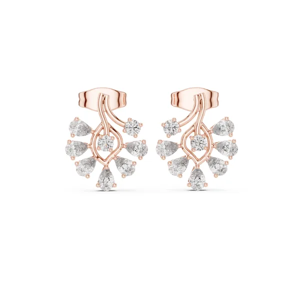 Garden Cluster Stud Lab Grown Diamond Earrings in rose gold