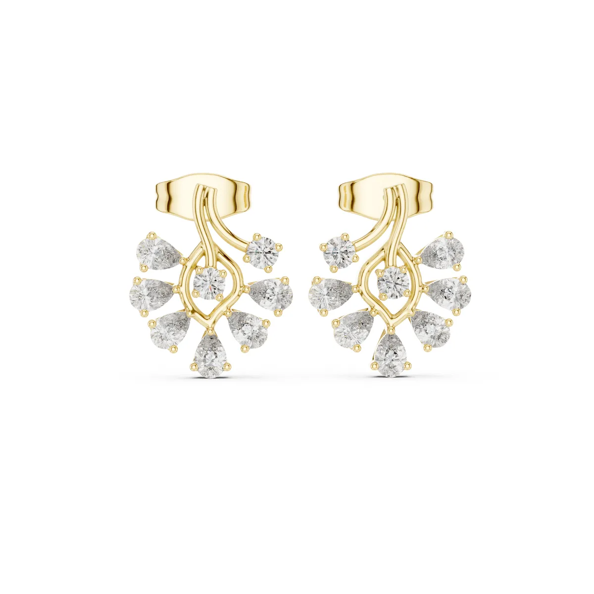 Garden Cluster Stud Lab Grown Diamond Earrings in yellow gold