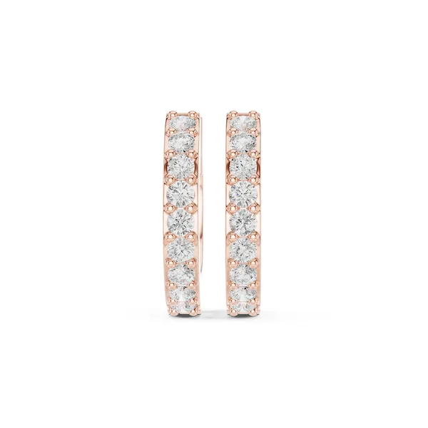 Wide Round Pave Huggie Lab Grown Diamond Earrings in rose gold