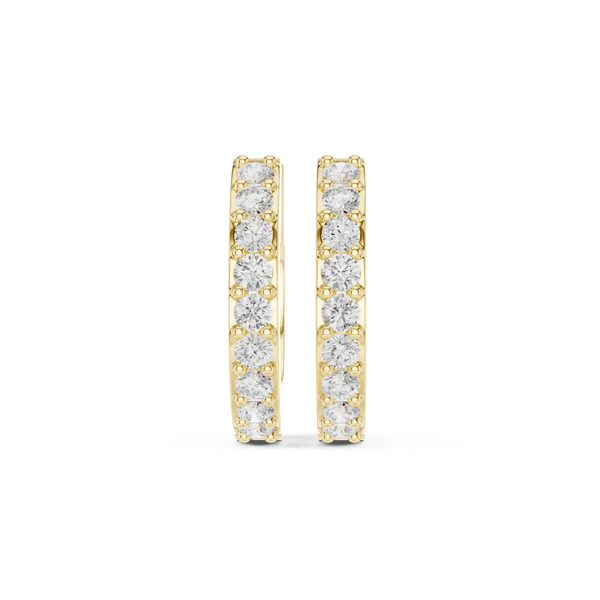 Wide Round Pave Huggie Lab Grown Diamond Earrings in yellow gold