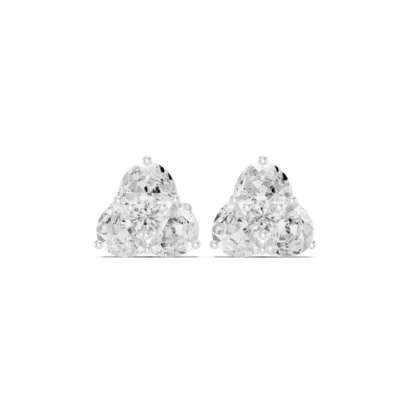 Pear Trio Stud Lab Grown Diamond Earrings in white gold