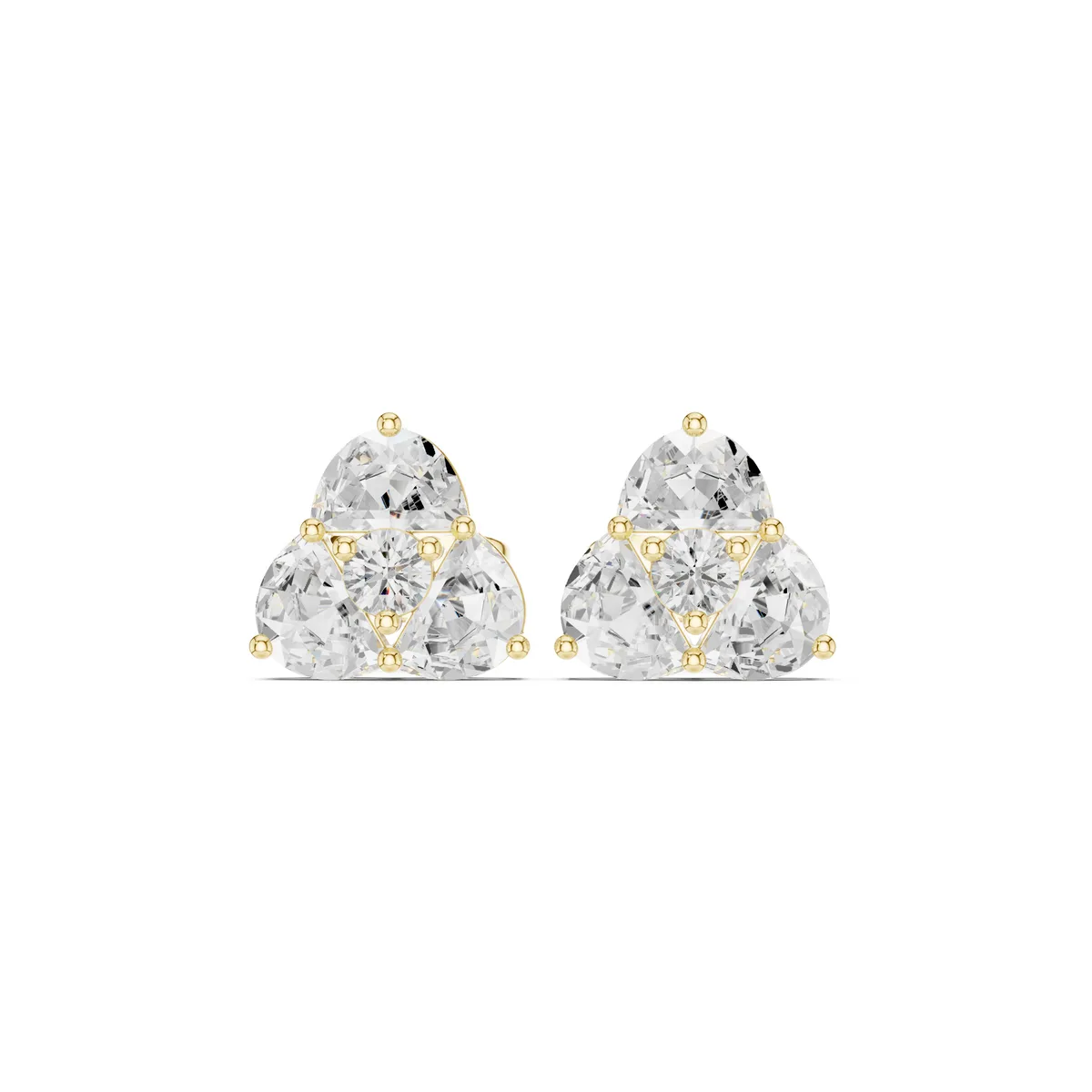 Pear Trio Stud Lab Grown Diamond Earrings in yellow gold