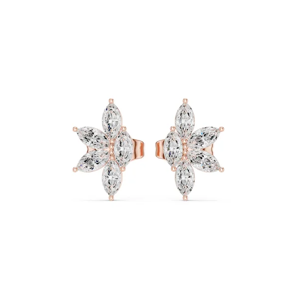 Marquise Leaf Cluster Stud Lab Grown Diamond Earrings in rose gold