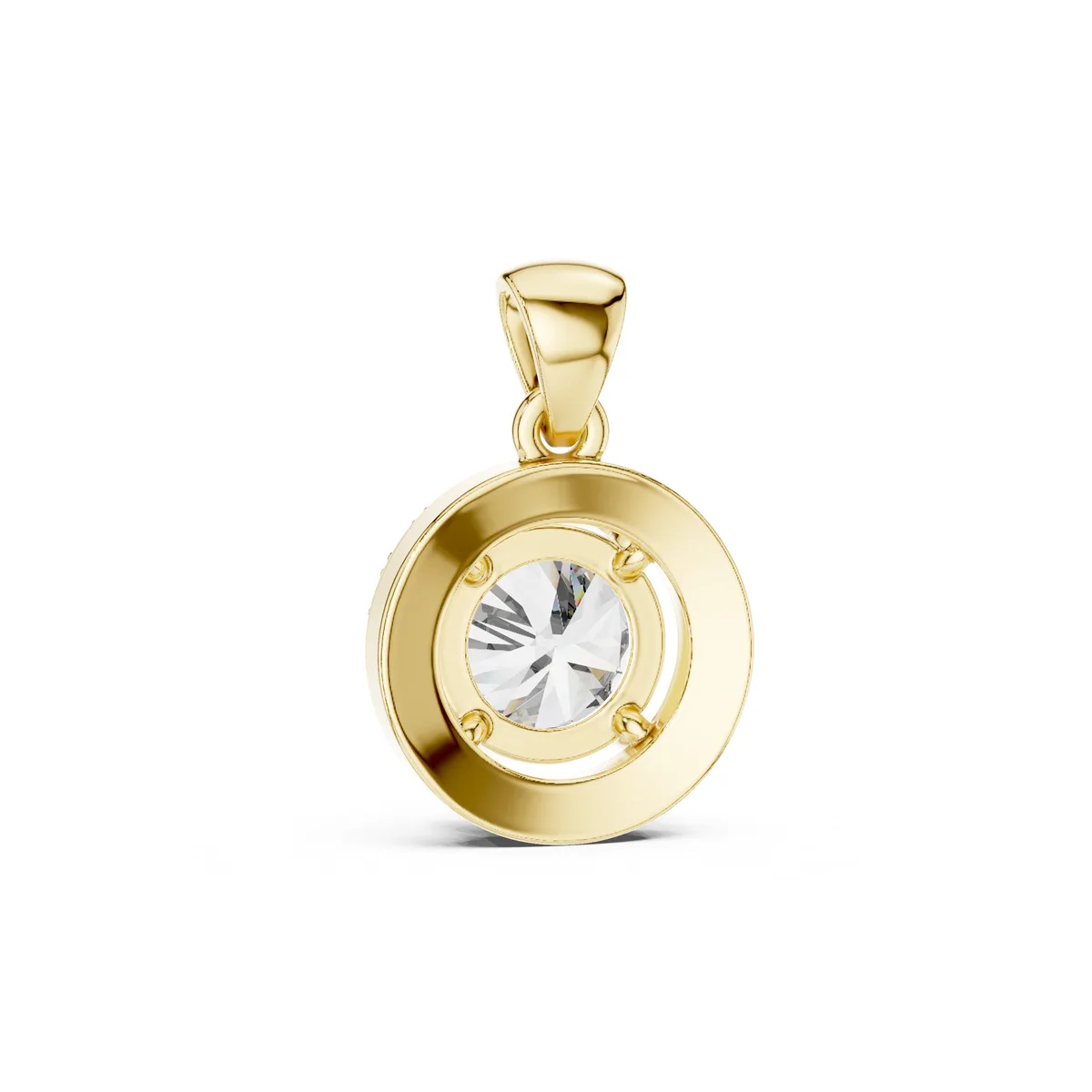 Round Bezel Solitaire Pendant Lab Grown Diamond in yellow gold