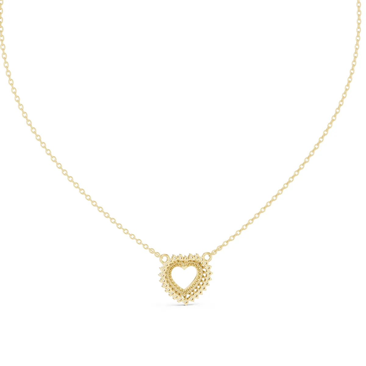 Open Heart Pave Pendant Lab Grown Diamond in yellow gold