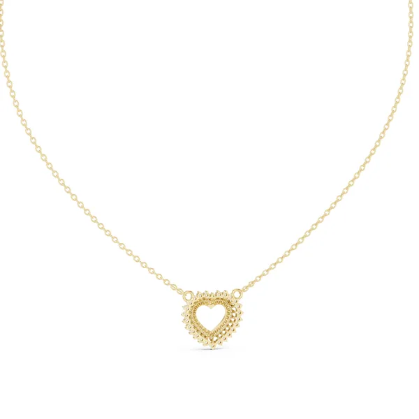 Open Heart Pave Pendant Lab Grown Diamond in yellow gold