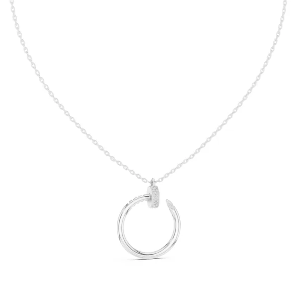 Open Circle Nail Pendant Lab Grown Diamond in white gold