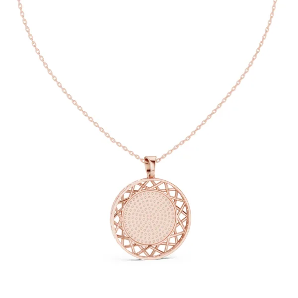 Round Pave Medallion Pendant Lab Grown Diamond in rose gold