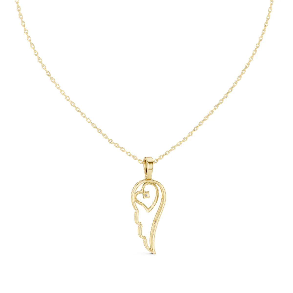 Angel Wing Pendant Lab Grown Diamond in yellow gold
