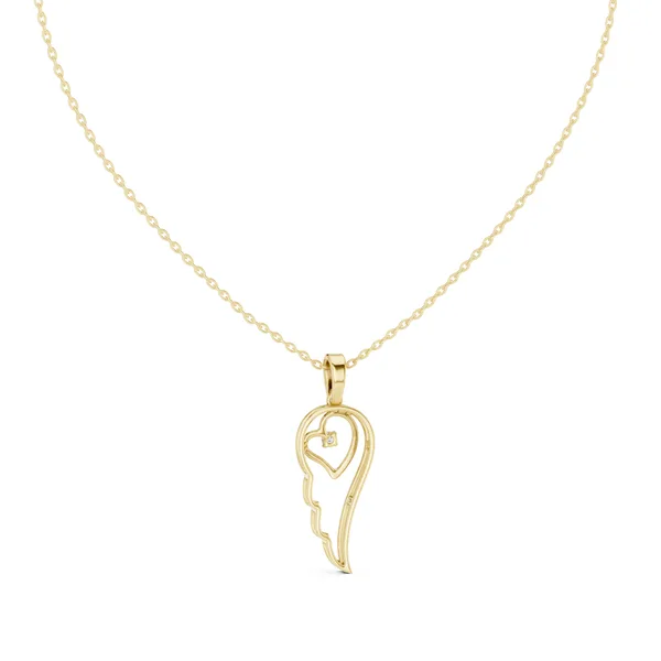 Angel Wing Pendant Lab Grown Diamond in yellow gold