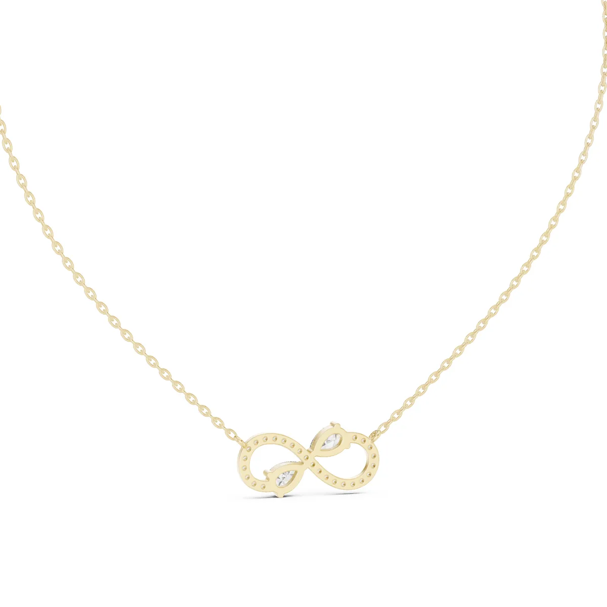 Pear Infinity Necklace Lab Grown Diamond in yellow gold