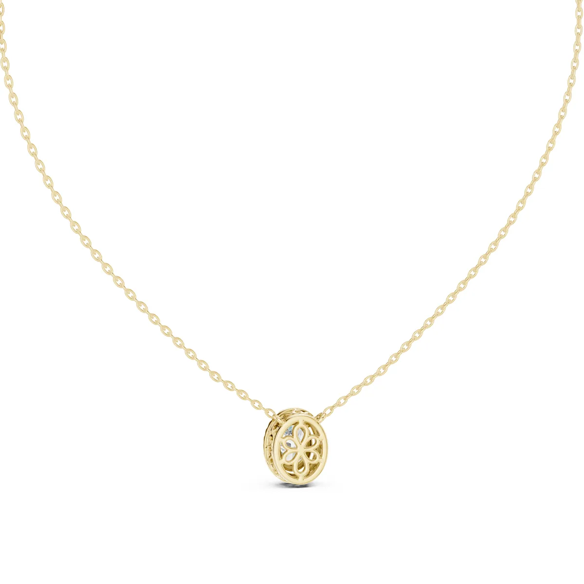 Oval Halo Pendant Lab Grown Diamond in yellow gold