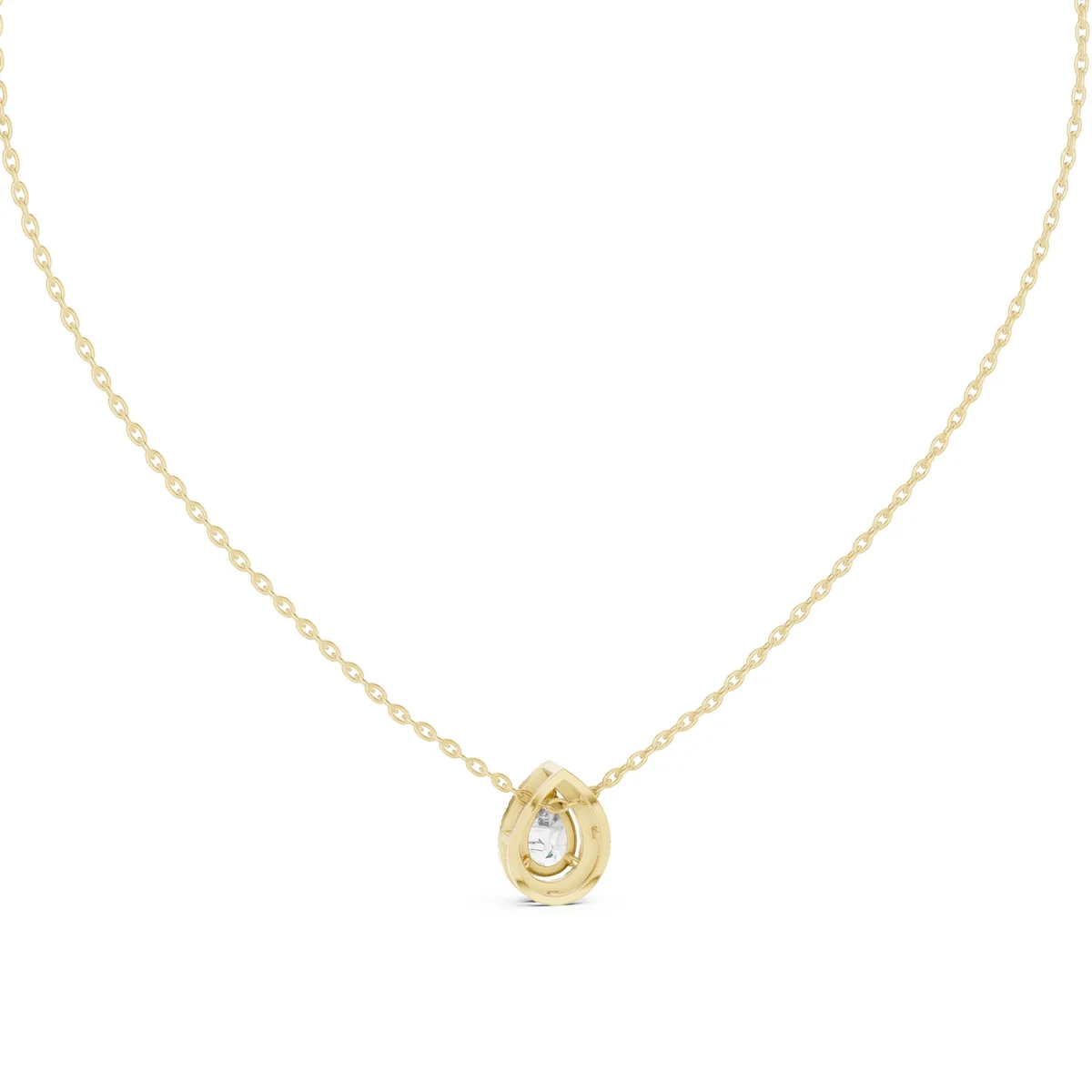 Pear Halo Pendant Lab Grown Diamond in yellow gold