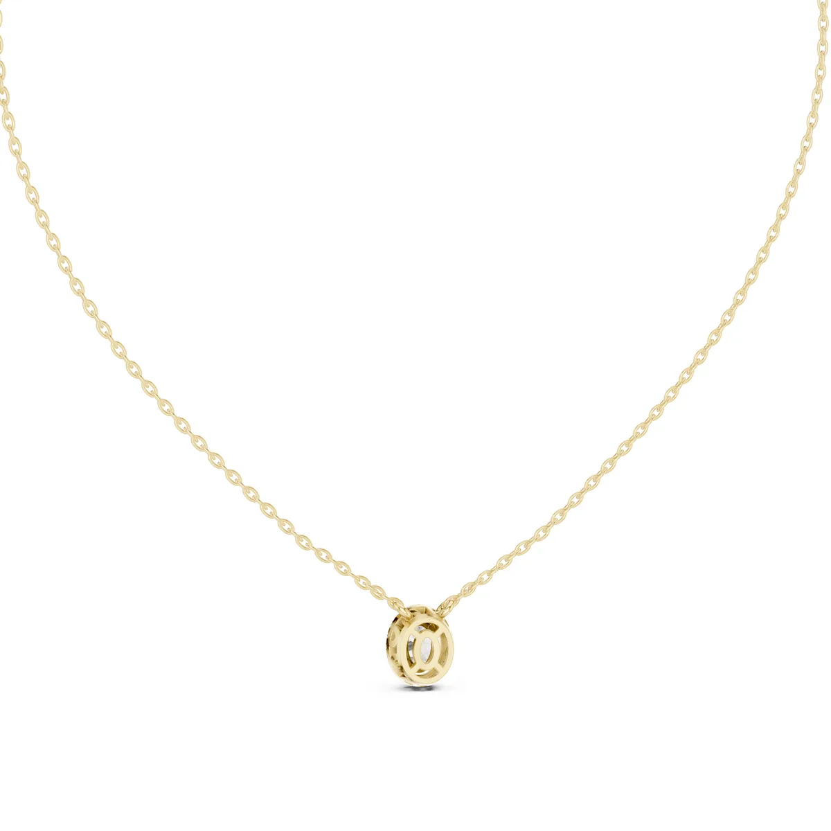 Oval Halo Solitaire Pendant Lab Grown Diamond in yellow gold