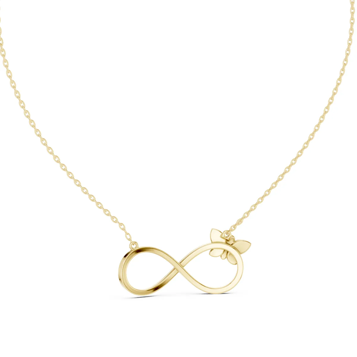 Butterfly Infinity Pendant Lab Grown Diamond in yellow gold