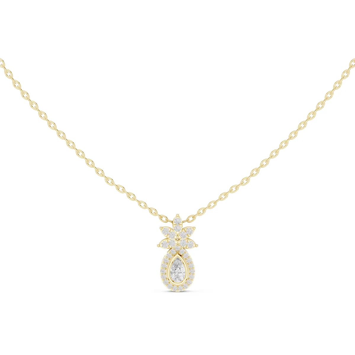 Petite Cluster Pendant Lab Grown Diamond in yellow gold