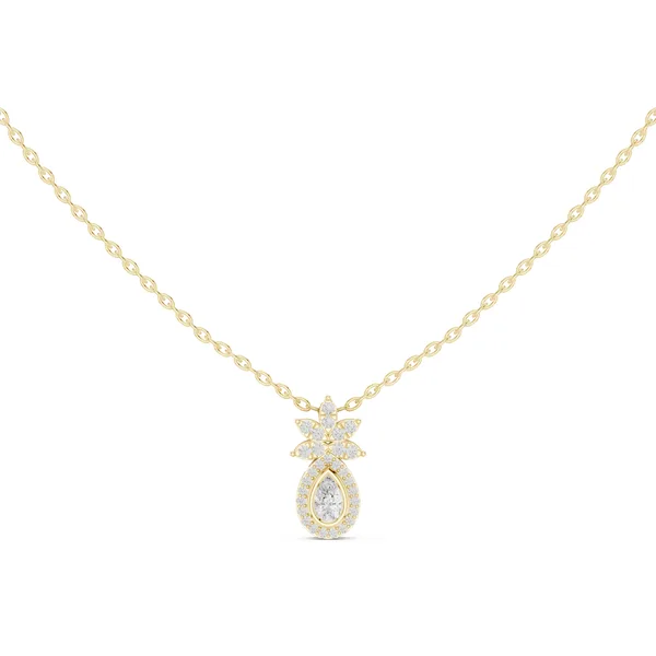 Petite Cluster Pendant Lab Grown Diamond in yellow gold
