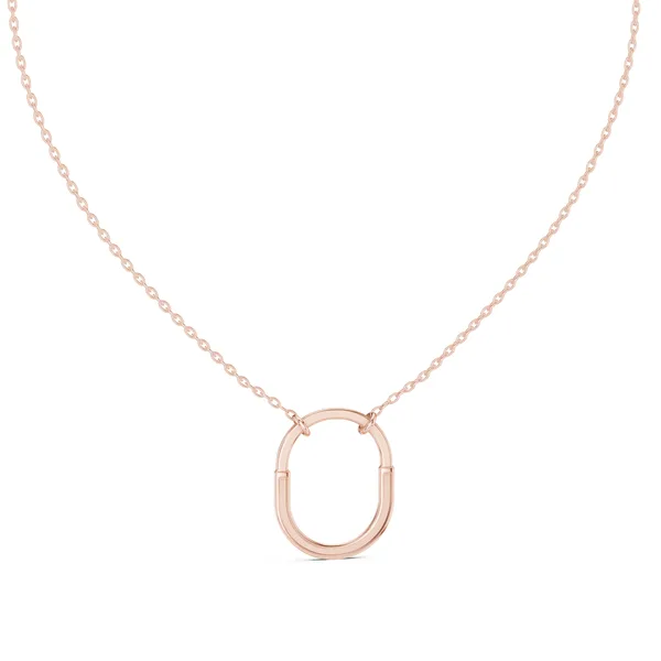 Open U Pave Pendant Lab Grown Diamond in rose gold