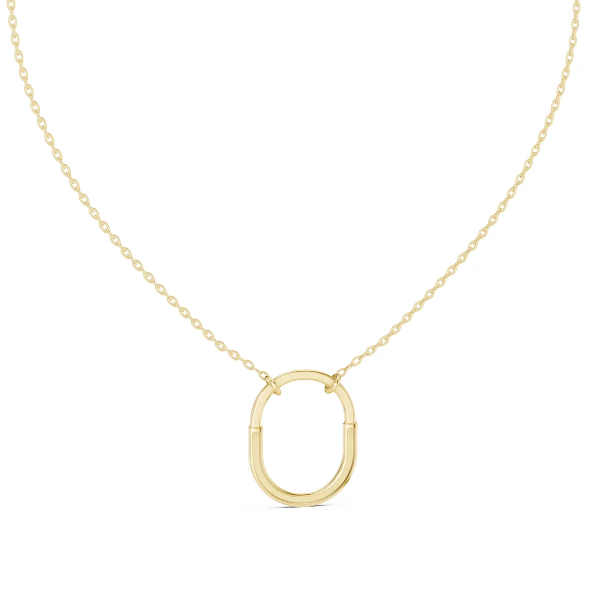 Open U Pave Pendant Lab Grown Diamond in yellow gold