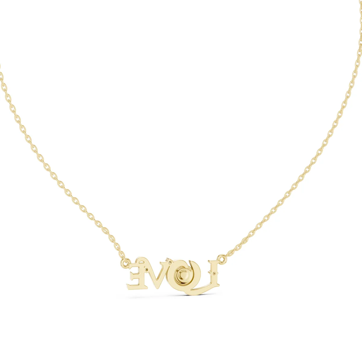 Love Script Pendant Lab Grown Diamond in yellow gold