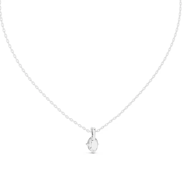 Oval Claw Solitaire Pendant Lab Grown Diamond in white gold