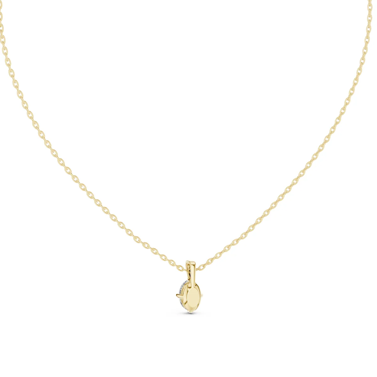 Oval Claw Solitaire Pendant Lab Grown Diamond in yellow gold