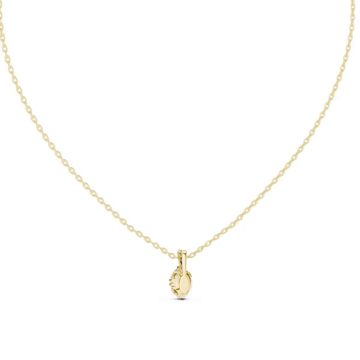 Oval Four Prong Solitaire Pendant Lab Grown Diamond in yellow gold
