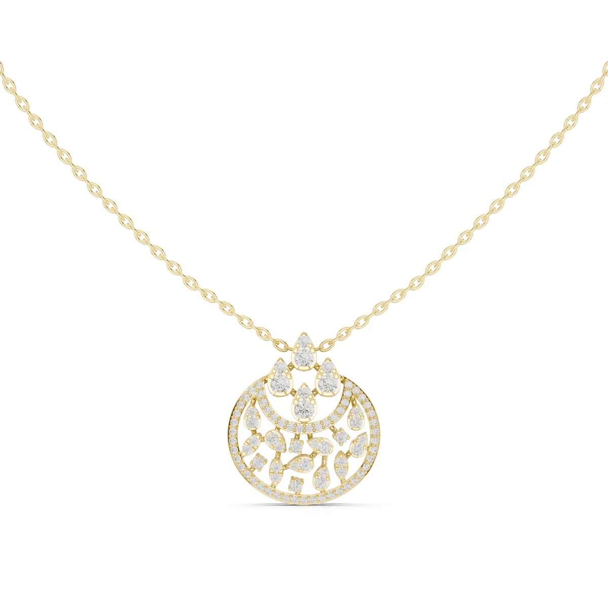 Blossom Openwork Pendant Lab Grown Diamond in yellow gold