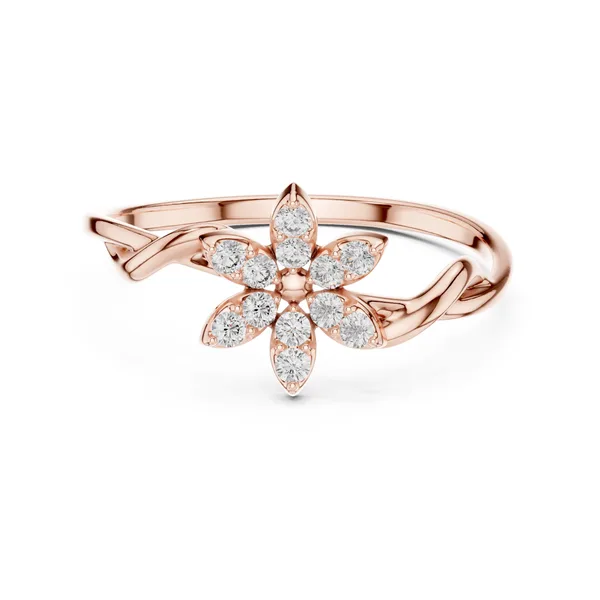 Marquise Leaf Cluster Lab Grown Diamond Ring in rose gold