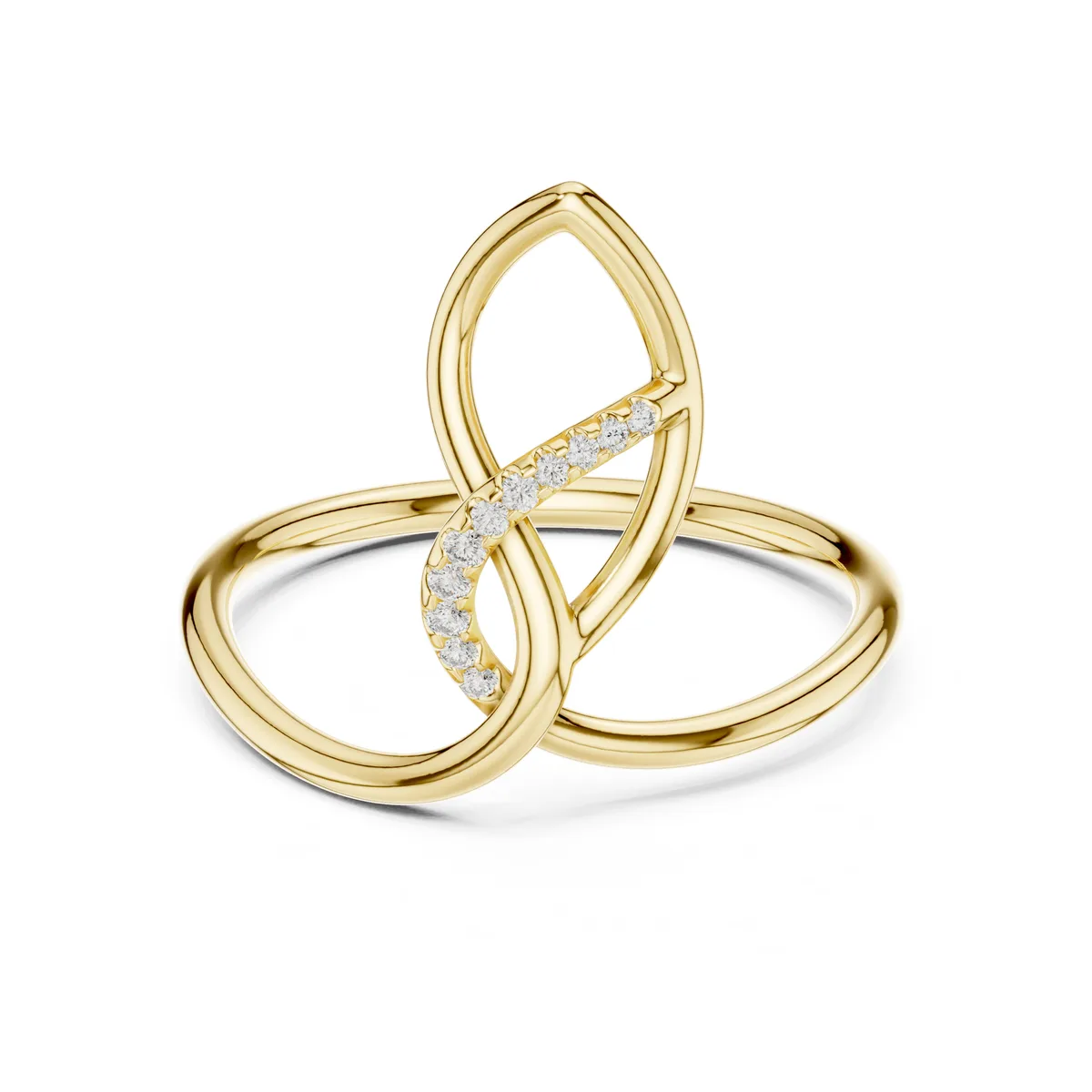 Open Swirl Wrap Lab Grown Diamond Ring in yellow gold
