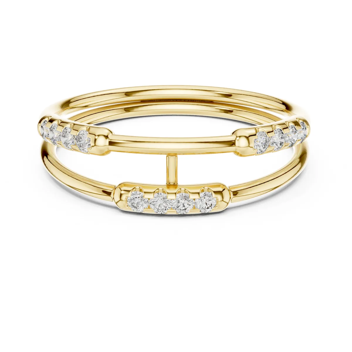 Double Band Crossover Lab Grown Diamond Ring in yellow gold