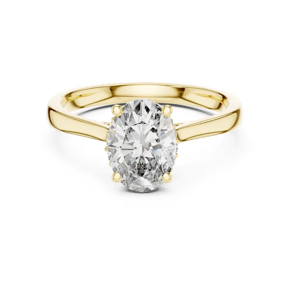 1.88 Ct Oval Lab Grown Diamond Hidden Halo Engagement Ring in yellow gold