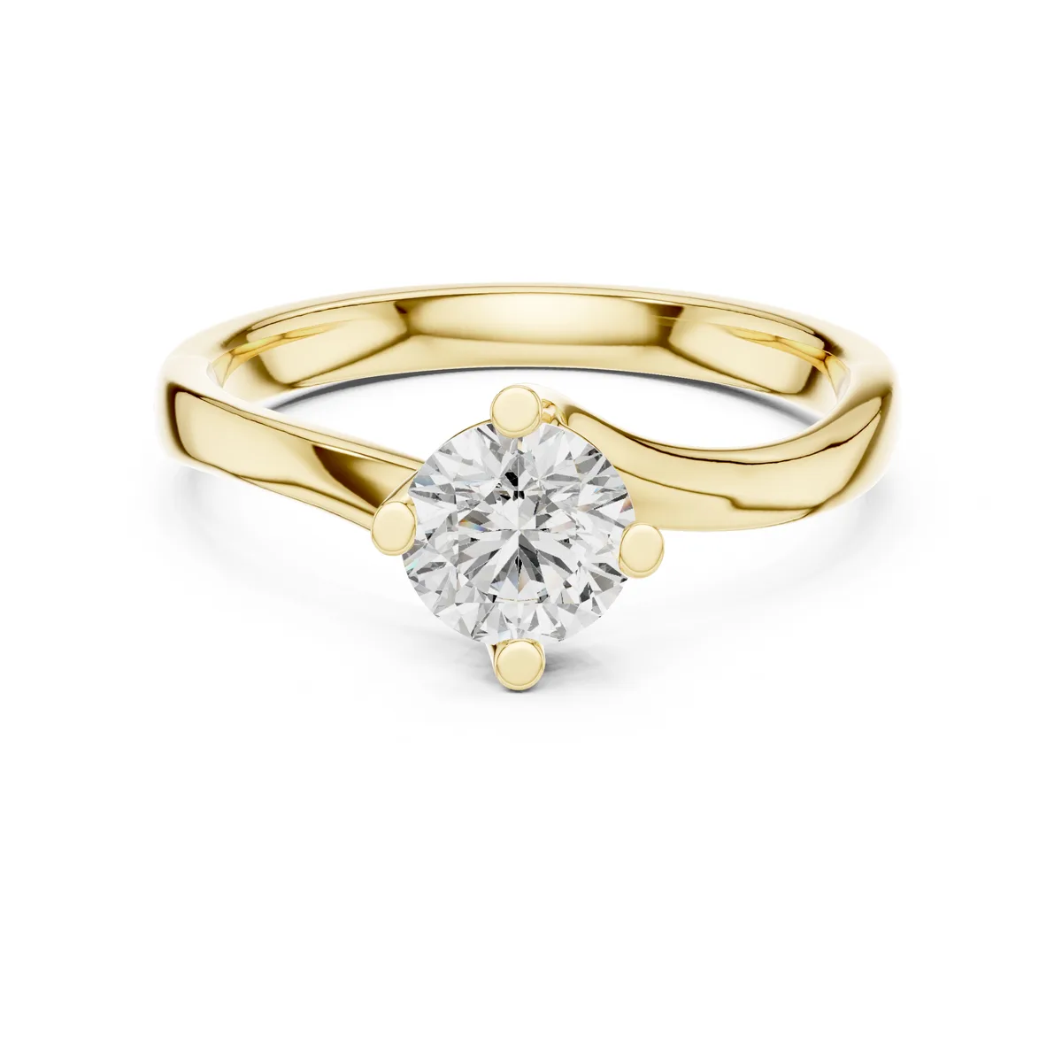 0.50 Ct Round Lab Grown Diamond Solitaire Engagement Ring in yellow gold