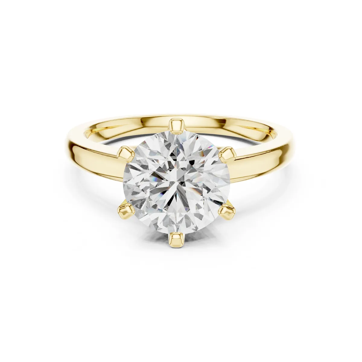 1.17 Ct Round Lab Grown Diamond Solitaire Engagement Ring in yellow gold
