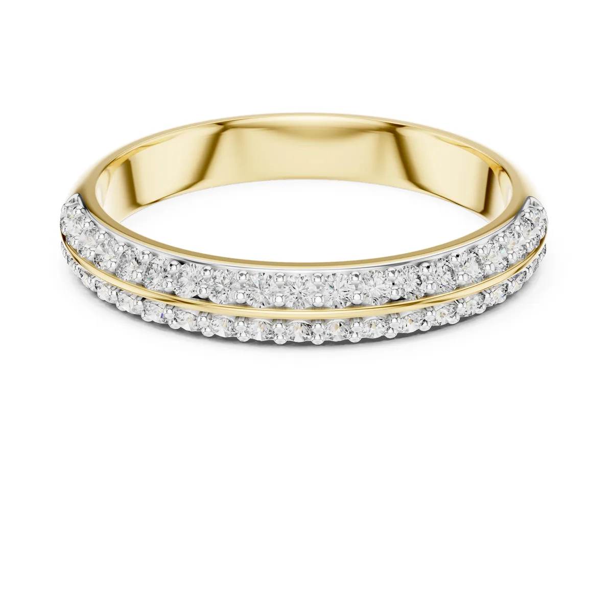 0.30 Ct Lab Grown Diamond Pave Half Eternity Band in yellow gold