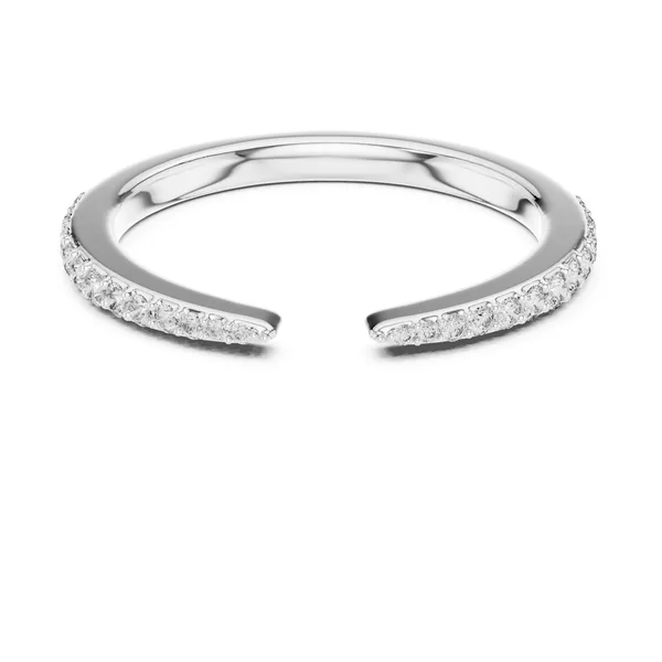 Pave Open Cuff Lab Grown Diamond Ring in white gold