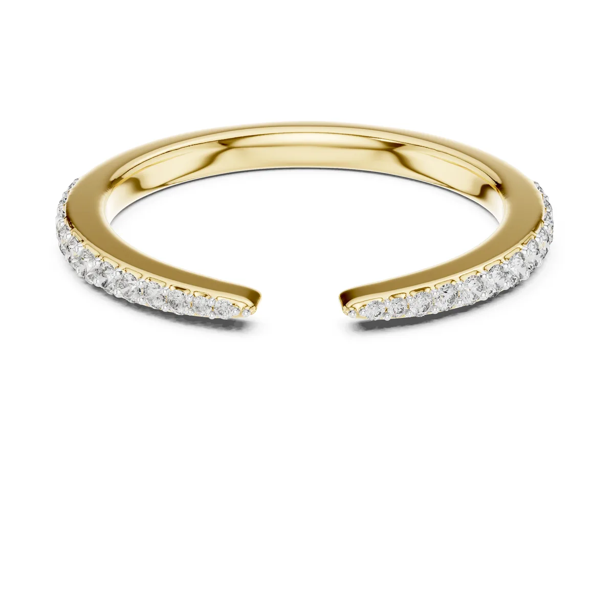Pave Open Cuff Lab Grown Diamond Ring in yellow gold