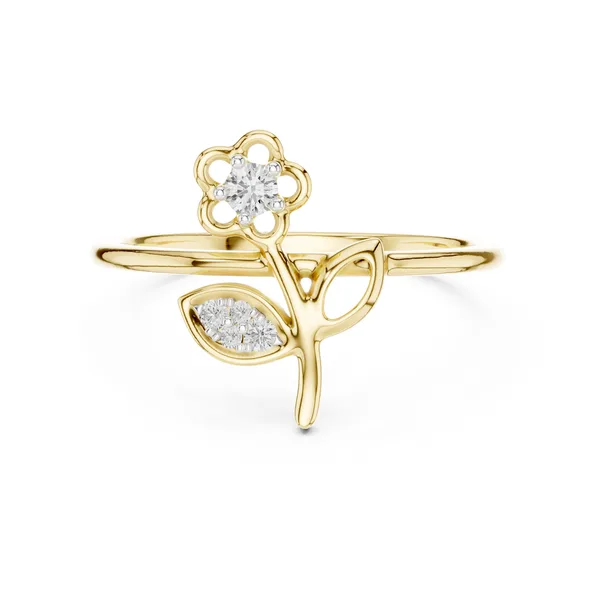 Bow Flower Lab Grown Diamond Ring in yellow gold